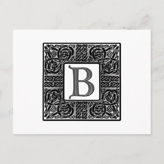 Silver Celtic "B" Monogram Briefkaart (Voorkant)