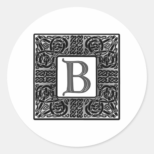 Silver Celtic "B" Monogram Ronde Sticker (Voorkant)