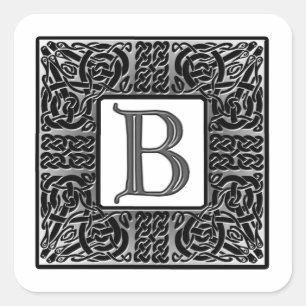 Silver Celtic "B" Monogram Vierkante Sticker