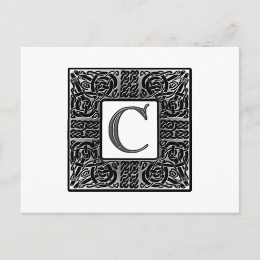 Silver Celtic "C" Monogram Briefkaart (Voorkant)