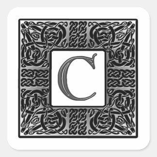 Silver Celtic "C" Monogram Vierkante Sticker