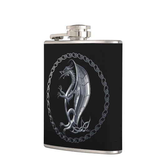 Silver Celtic Dragon Heupfles (Links)