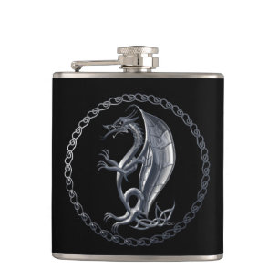 Silver Celtic Dragon Heupfles