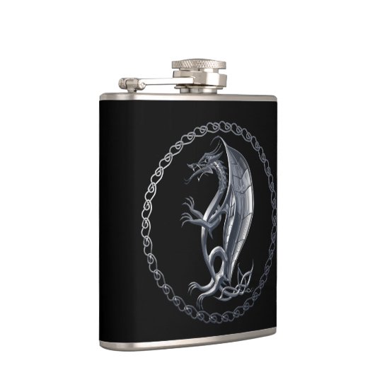 Silver Celtic Dragon Heupfles (Rechts)
