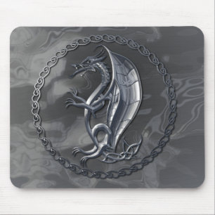 Silver Celtic Dragon Mousepad Muismat