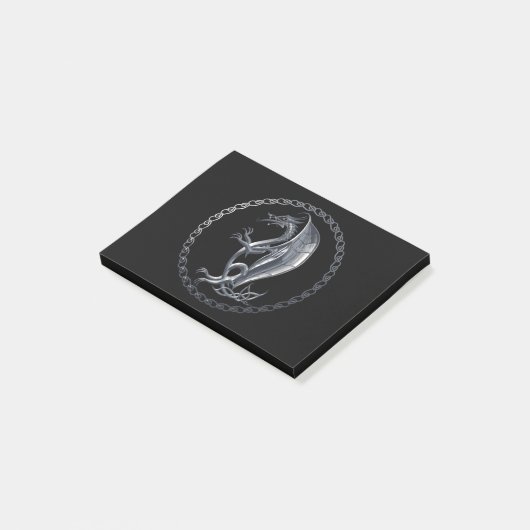 Silver Celtic Dragon Post-it® Notes (Schuin)