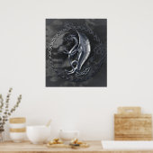 Silver Celtic Dragon Poster (Keuken)