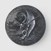 Silver Celtic Dragon Ronde Klok (Voorkant)