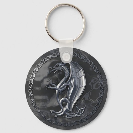 Silver Celtic Dragon Sleutelhanger (Voorkant)