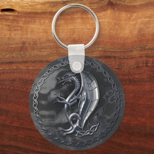 Silver Celtic Dragon Sleutelhanger (Voorkant)