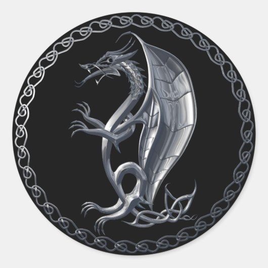Silver Celtic Dragon Sticker (Voorkant)