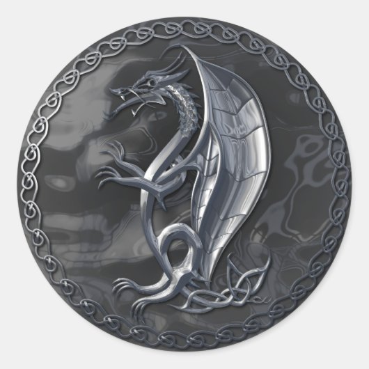 Silver Celtic Dragon Sticker (Voorkant)
