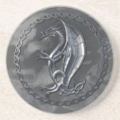 Silver Celtic Dragon Zandsteen Onderzetter (Voorkant)