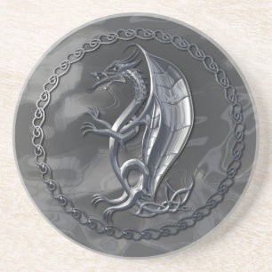 Silver Celtic Dragon Zandsteen Onderzetter
