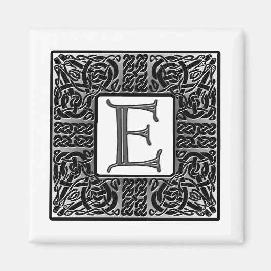 Silver Celtic "E" Monogram Magneet (Voorkant)