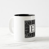 Silver Celtic "E" Monogram Tweekleurige Koffiemok (Voorkant links)