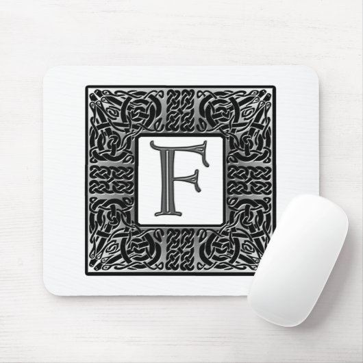 Silver Celtic "F" Monogram Muismat (Met muis)