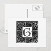Silver Celtic "G" Monogram Briefkaart (Voorkant / Achterkant)