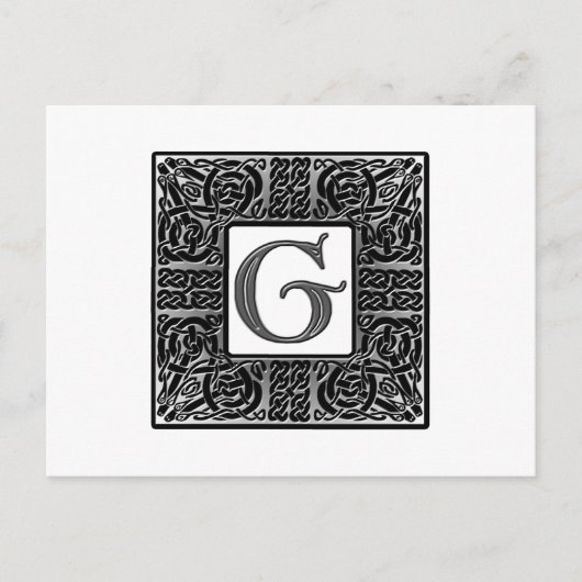 Silver Celtic "G" Monogram Briefkaart (Voorkant)