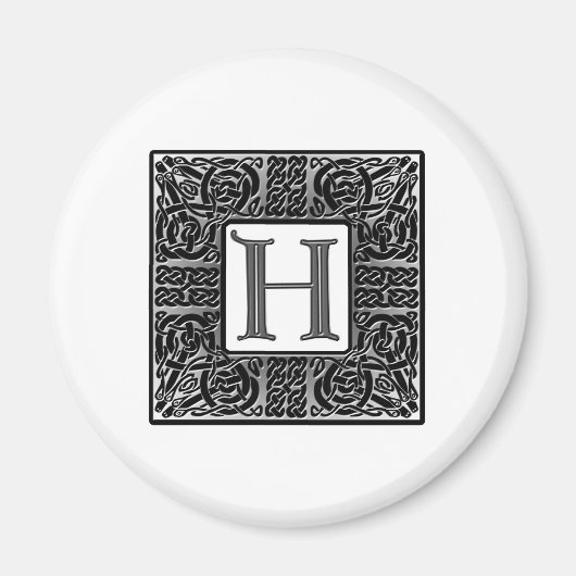 Silver Celtic "H" Monogram Magneet (Voorkant)