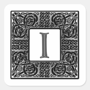 Silver Celtic "I" Monogram Vierkante Sticker