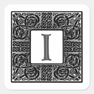 Silver Celtic "I" Monogram Vierkante Sticker