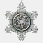 Silver Celtic Knot Snowflake kerstversiering Tin Sneeuwvlok Ornament (Voorkant)