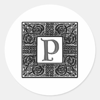 Silver Celtic "P" Monogram Ronde Sticker