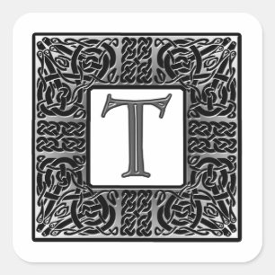 Silver Celtic "T" Monogram Vierkante Sticker