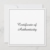 Silver Certificate of Authenticity Art Foto Kaart (Achterkant)