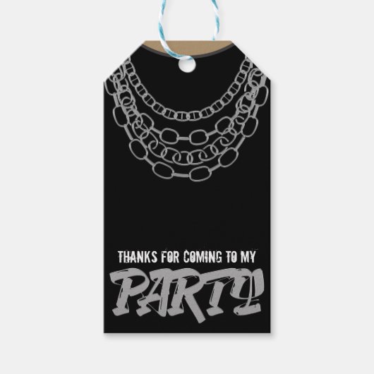 Silver Chains Black Hip Hop Dance Birthday Party Cadeaulabel (Voorkant)