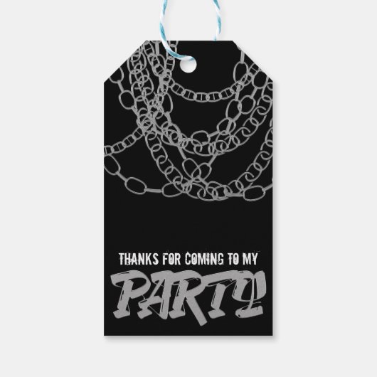 Silver Chains Black Hip Hop Dance Birthday Party Cadeaulabel (Achterkant)