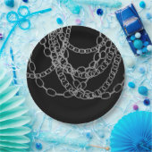 Silver Chains Black Hip Hop Dance Birthday Party Papieren Bordje (Feest)
