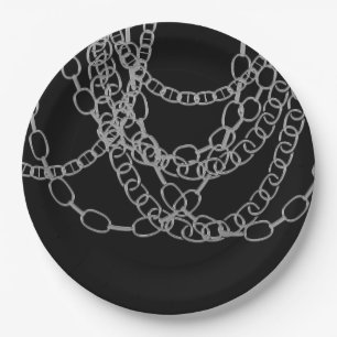 Silver Chains Black Hip Hop Dance Birthday Party Papieren Bordje