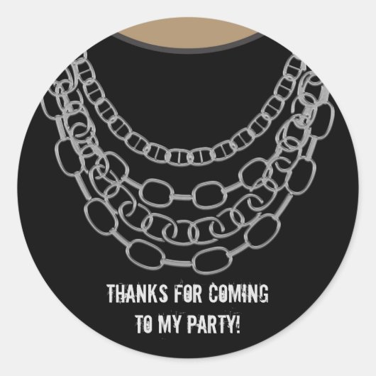 Silver Chains Black Hip Hop Dance Birthday Party Ronde Sticker (Voorkant)