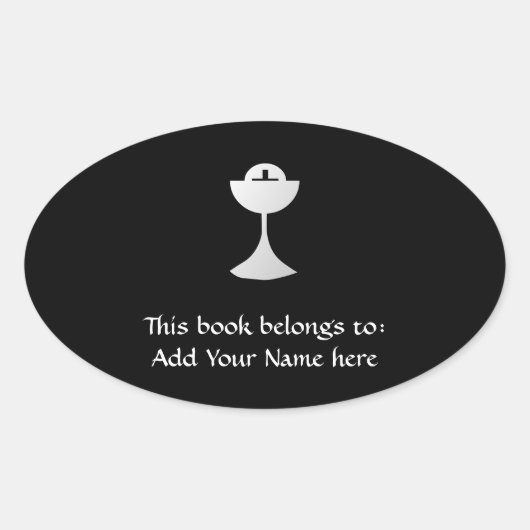 Silver Chalice en Host Ovale Sticker (Voorkant)