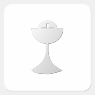 Silver Chalice en Host Vierkante Sticker