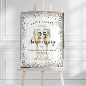 Silver Champagne 25th Wedding Jubileum Welkom Poster