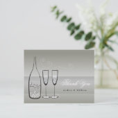 Silver Champagne Bubely Stylish Weddenschap Bedank Briefkaart (Staand voorkant)