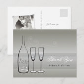 Silver Champagne Bubely Stylish Weddenschap Bedank Briefkaart (Voorkant / Achterkant)
