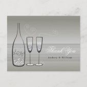 Silver Champagne Bubely Stylish Weddenschap Bedank Briefkaart (Voorkant)