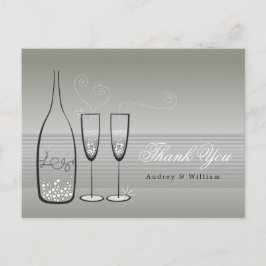 Silver Champagne Bubely Stylish Weddenschap Bedank Briefkaart