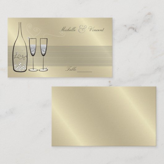 Silver Champagne Cheers Chic Wedding Jubileum Plaatskaartje (Voorkant / Achterkant)