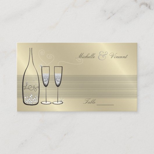Silver Champagne Cheers Chic Wedding Jubileum Plaatskaartje (Voorkant)