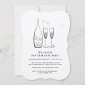 Silver Champagne Cheers Jaar nieuwjaar oud Kaart (Voorkant)
