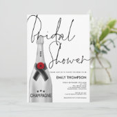 Silver Champagne Flessenscript Wit Vrijgezellenfee Kaart (Staand voorkant)