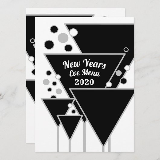 Silver Champagne, Menu Eve Party (Nieuwjaar) (Voorkant / Achterkant)