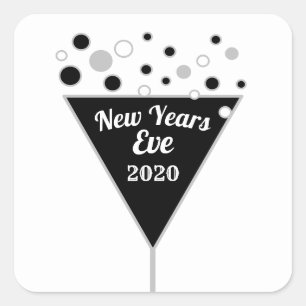 Silver Champagne, nieuwjaarsdag Vierkante Sticker