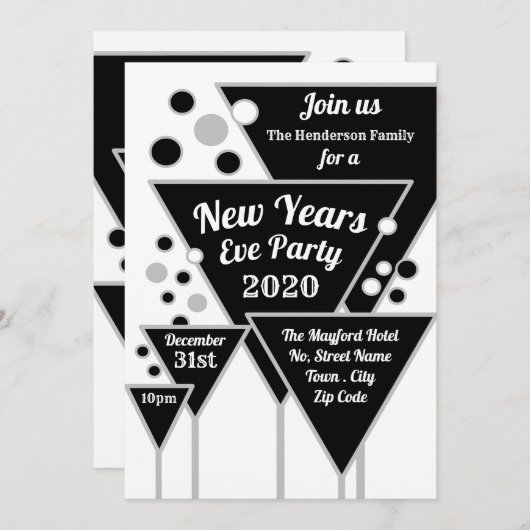 Silver Champagne, nieuwjaarsfeest Kaart (Voorkant / Achterkant)