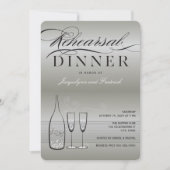 Silver Champagne Rehearsal Dinner Party Invite Kaart (Voorkant)